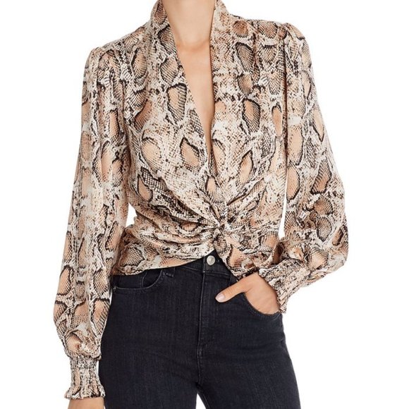 Aqua Twist Front Snake Print Blouse (Size Large) - Picture 1 of 11
